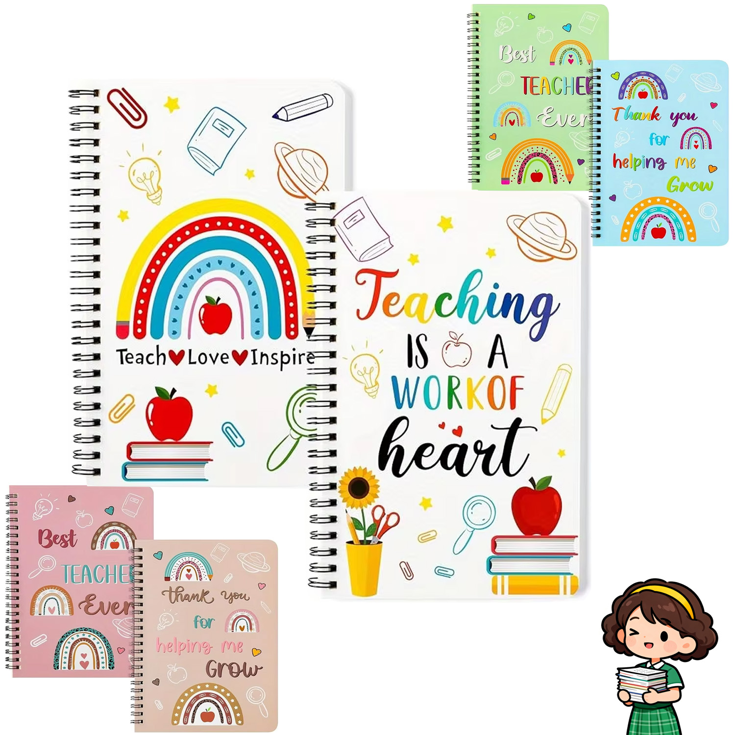 Baby Food Schedule - 2 Pcs A5 Teacher Spiral Notebooks,