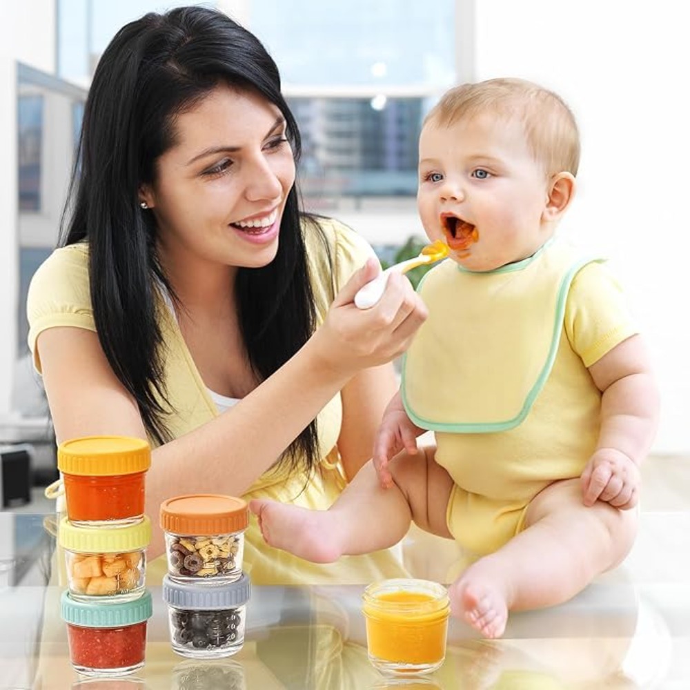 Baby Food Glass Jars - 6pcs Glass Baby Food Jar Reusable