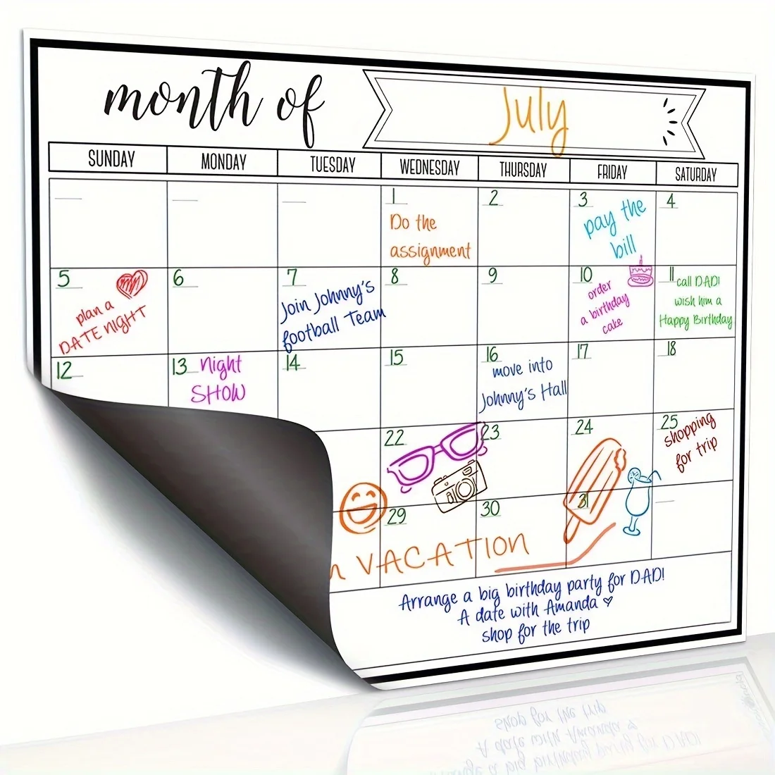 Baby Food Schedule - Magnetic Monthly Calendar Whiteboard, Reusable Fridge