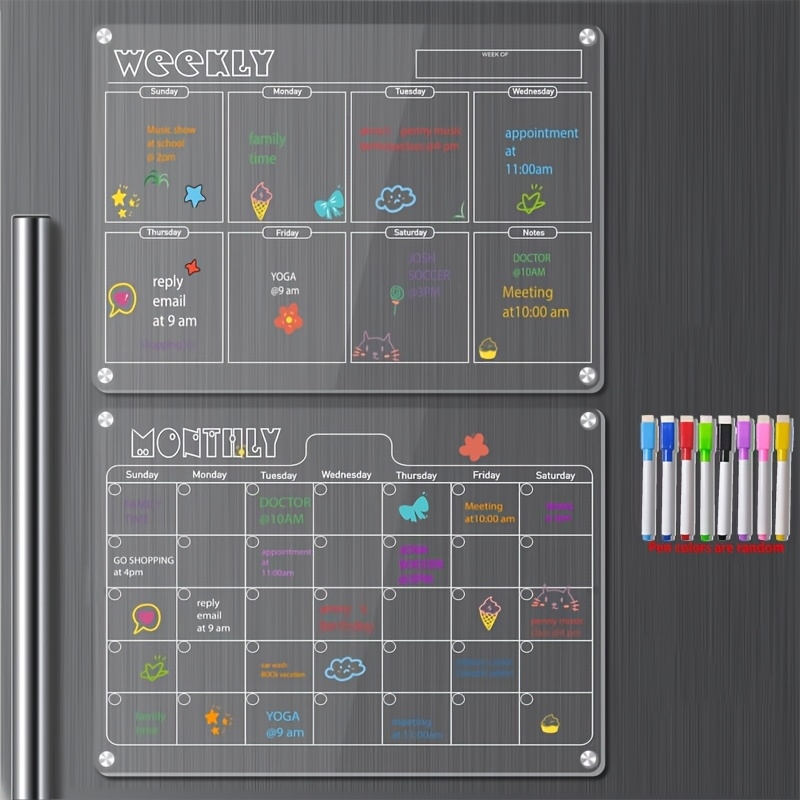 Baby Food Schedule - Clear Acrylic Magnetic Dry Erase Calendar