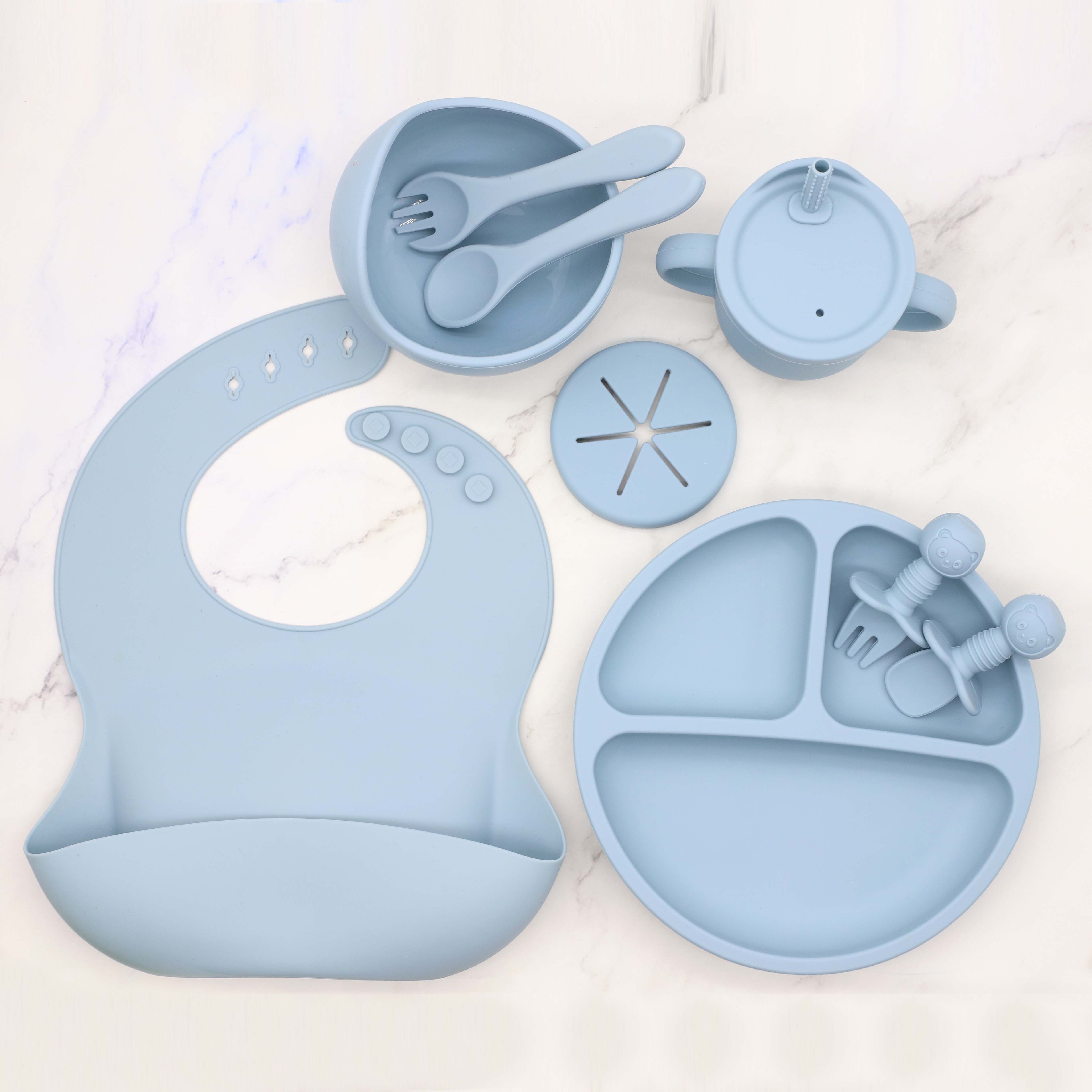 Baby Food Guide - New Food Grade Silicone Tableware 8-Piece