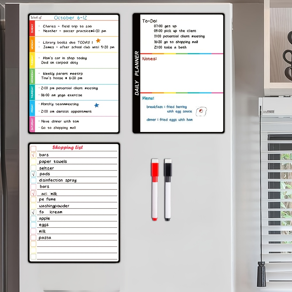 Baby Food Schedule - 3pcs Magnetic Dry Erase Calendar Set