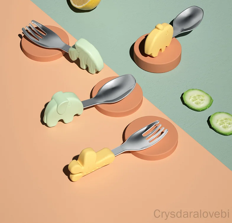 1setElephant Short Fork Spoon  - Baby Food Knife Set 评论和价格