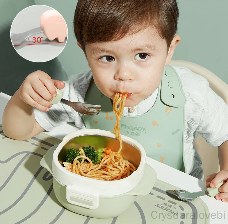 1setElephant Short Fork Spoon  - Baby Food Knife Set 评论和价格