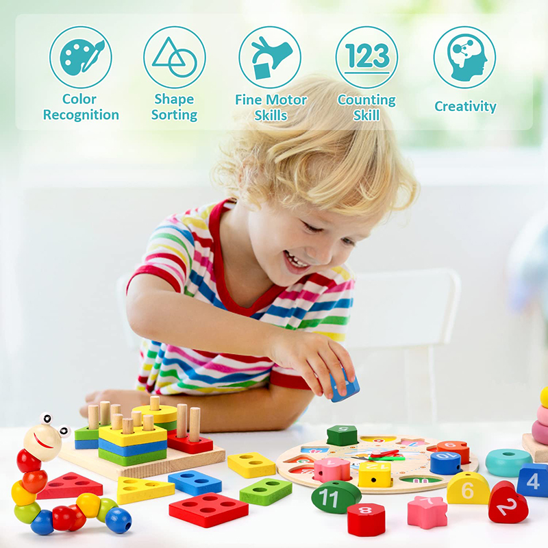 5-6pcs/set Montessori Wooden T - Baby Food Product 评论和价格