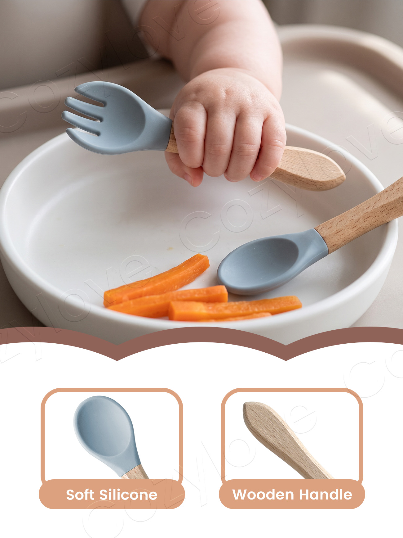 Baby Silicone Fork Spoon Set,  - Self Feed Spoon 评论和价格