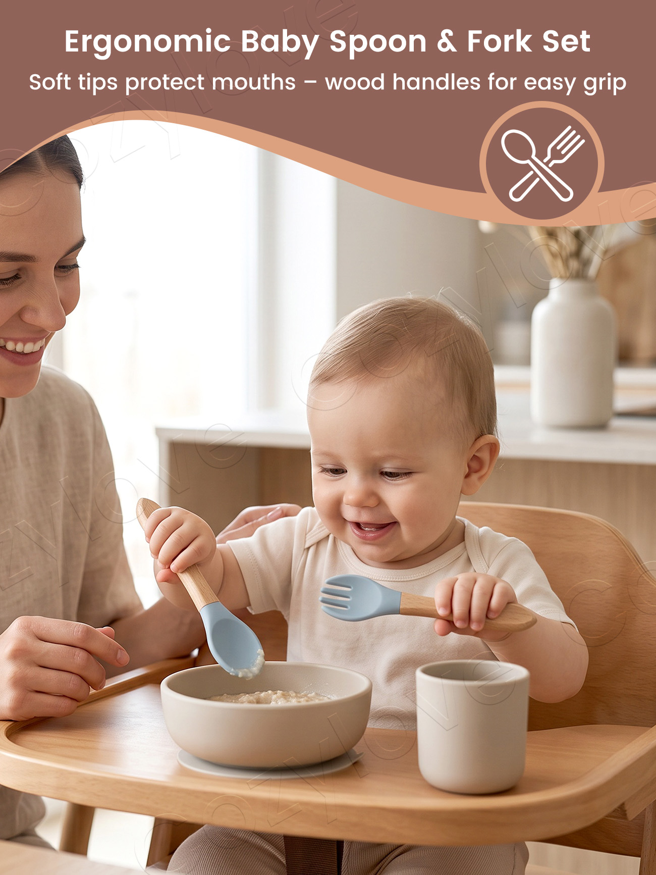 Baby Silicone Fork Spoon Set,  - Self Feed Spoon 评论和价格